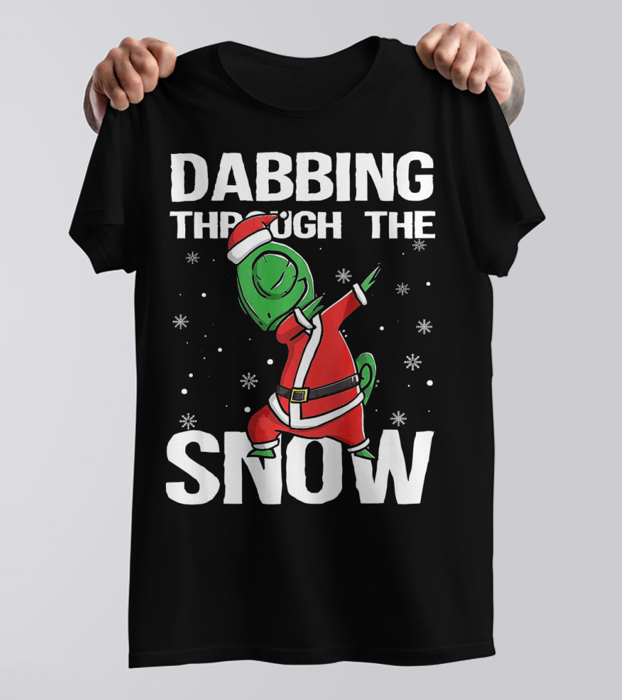 Dabbing Through The Snow Chameleon Santa Claus T-Shirt