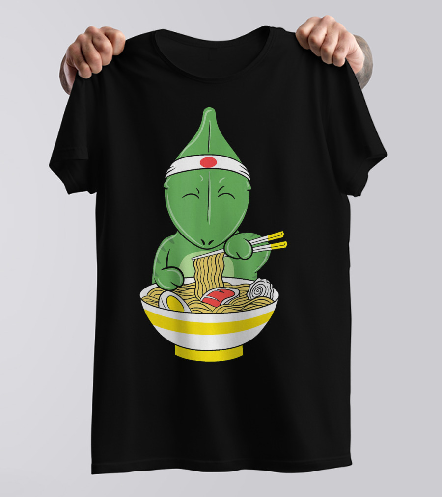 Chameleon Enjoying Ramen With Chopsticks Japanese Style Funny Pet T-Shirt