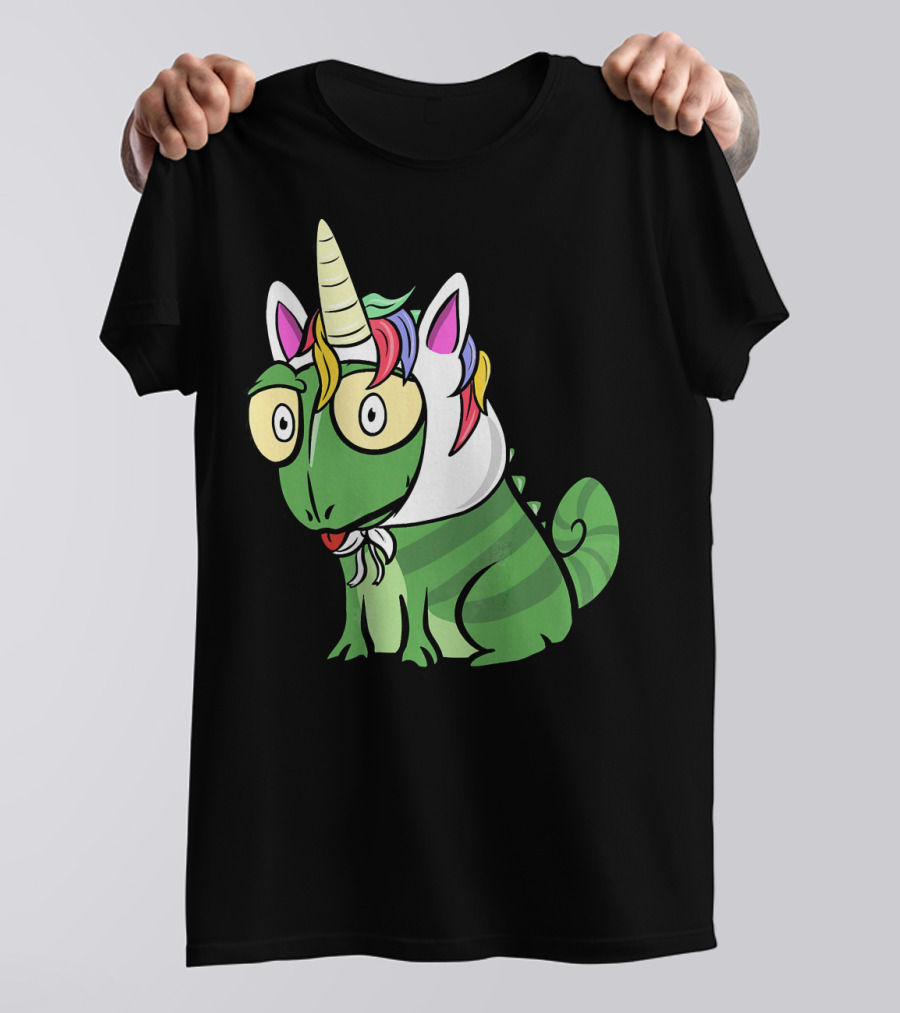 Chameleon Unicorn Hat Funny Pet Colorful Costume Quirky Character T-Shirt