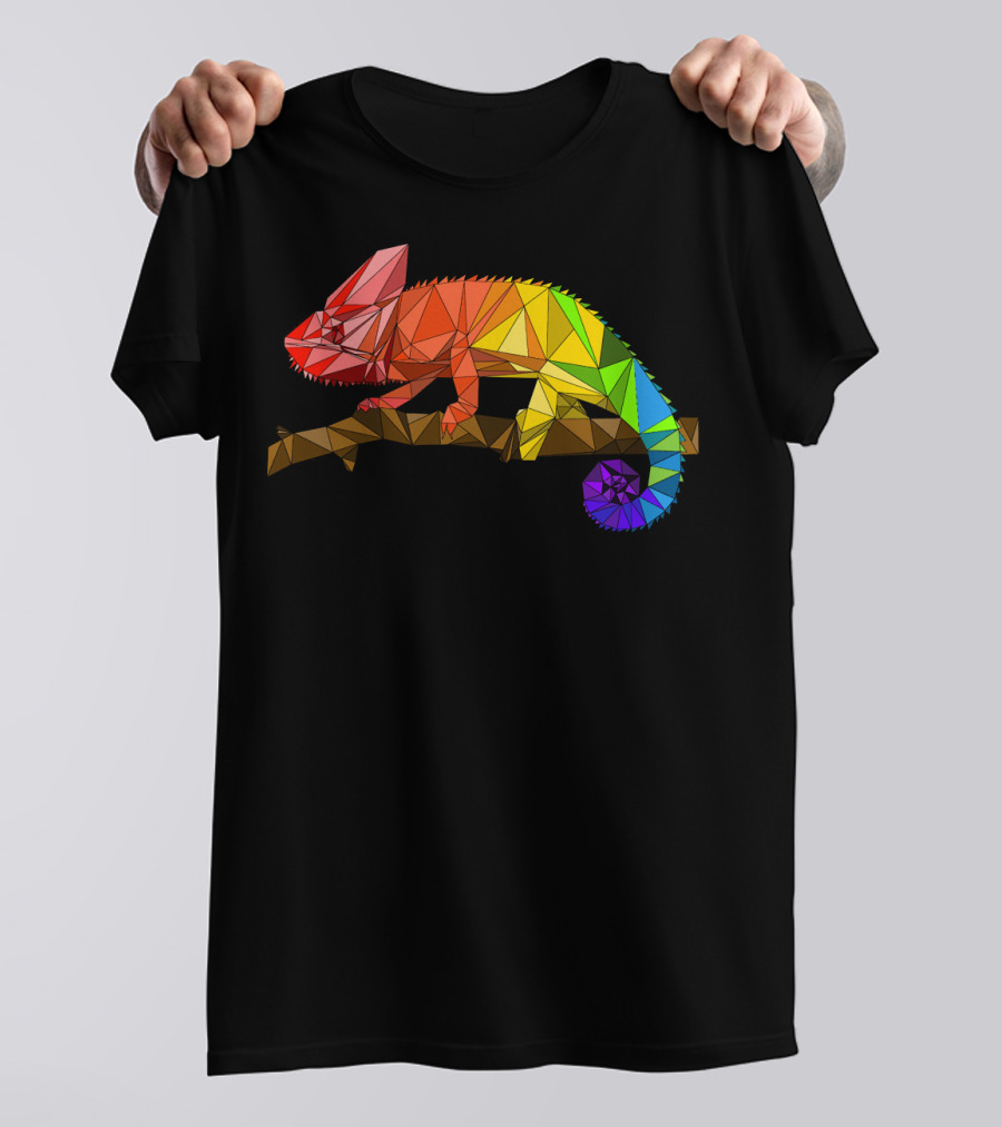 Cool Low Poly Rainbow Chameleon T-Shirt