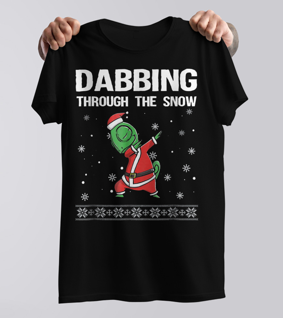 Dabbing Through The Snow Chameleon Santa Clause Chris T-Shirt
