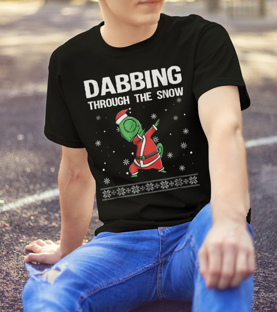 Dabbing Through The Snow Chameleon Santa Clause Chris T-Shirt