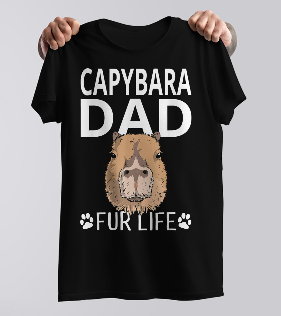 Capybara Dad Fur Life Paw Prints T-Shirt