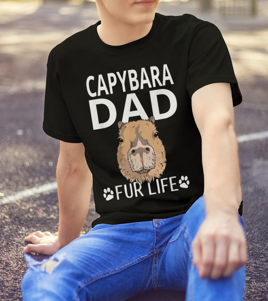 Capybara Dad Fur Life Paw Prints T-Shirt