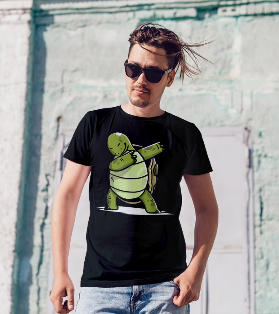 Dabbing Tortoise Cartoon Dab Dance Trend T-Shirt