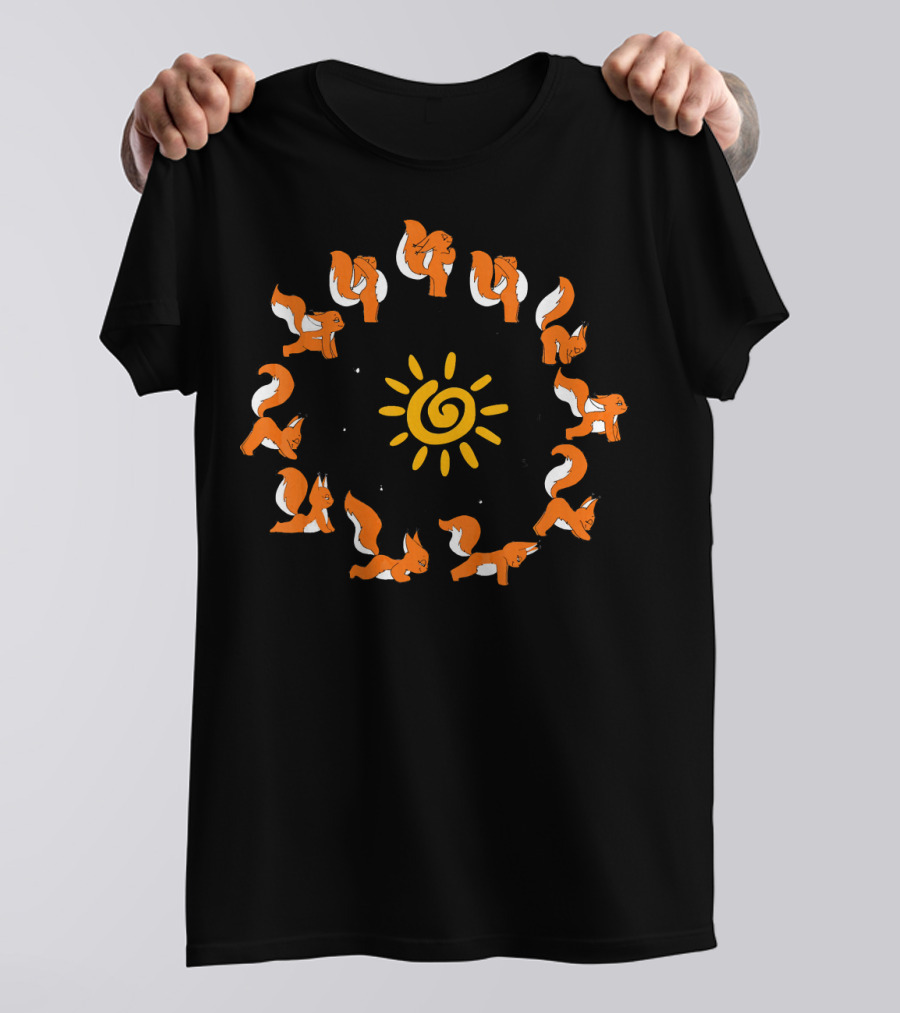Adorable Cute Yoga Squirrel Sun Salutation Spiral T-Shirt