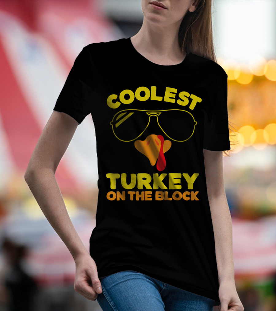 Coolest Turkey On The Block Boys Thanksgiving Day Toddler T-Shirt
