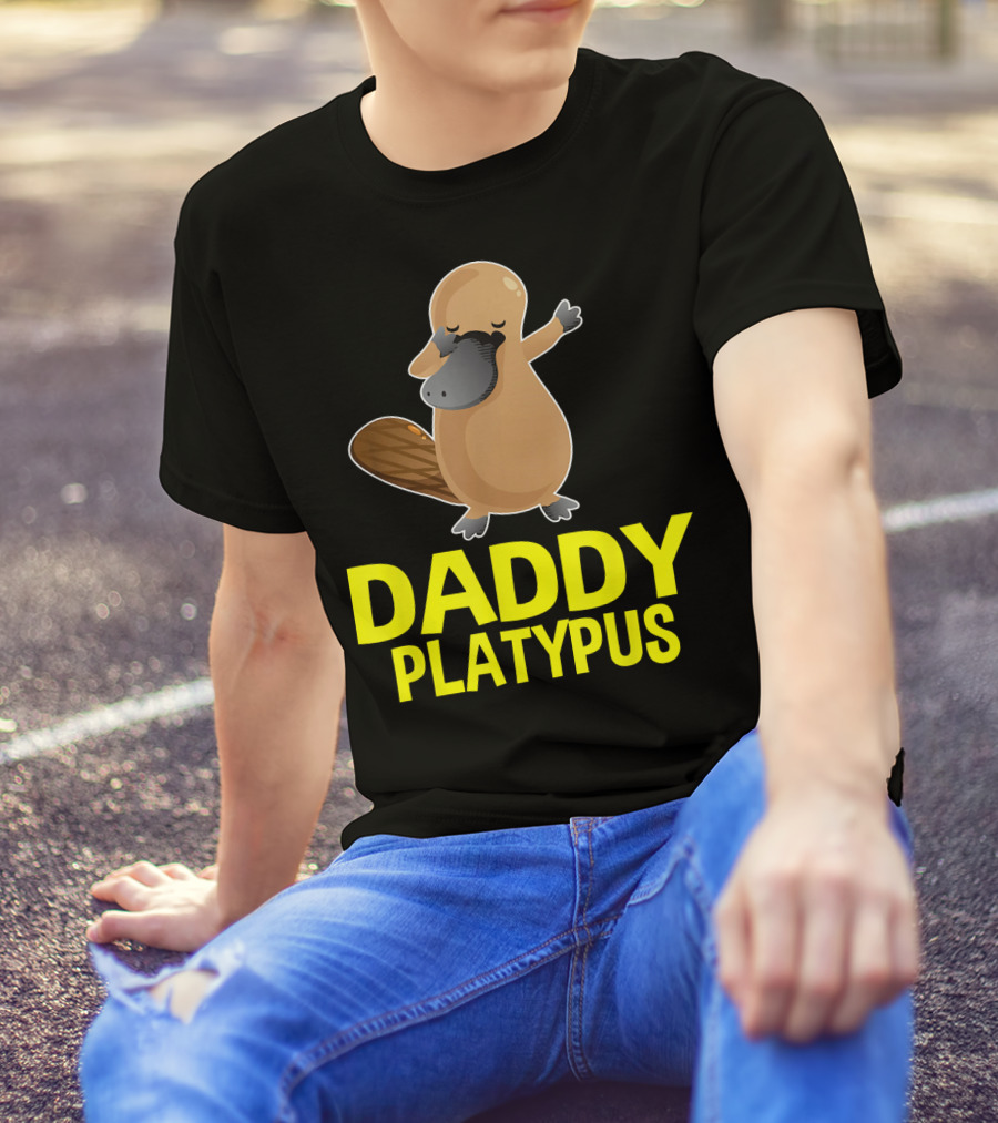 Daddy Platypus Dabbing Cartoon Mat T-Shirt