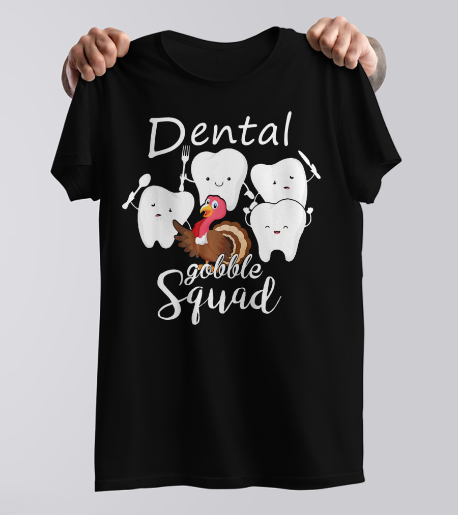 Dental Gobble Squad Turkey Teeth With Cutlery T-Shirt
