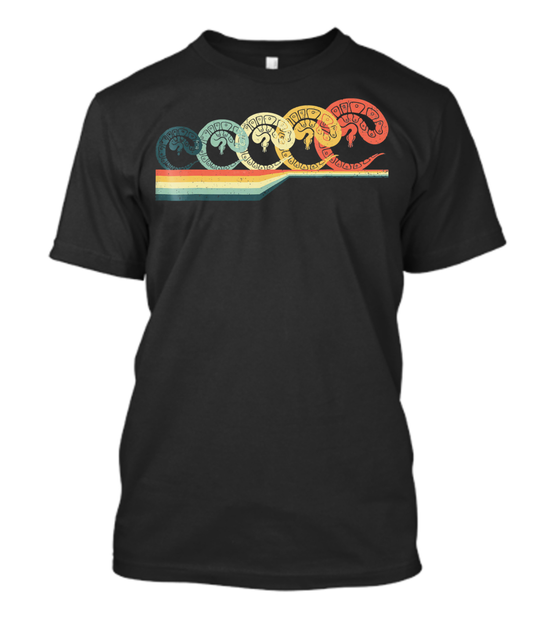 BALL PYTHON Vintage Retro Style Rainbow Spiral T-Shirt