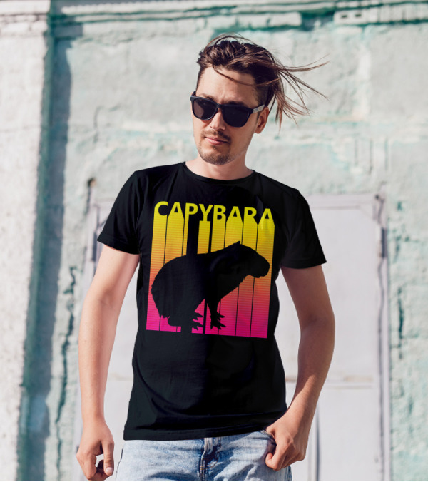 Capybara 1980s Retro Animal Lover T-Shirt