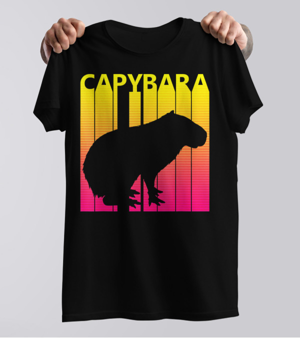 Capybara 1980s Retro Animal Lover T-Shirt