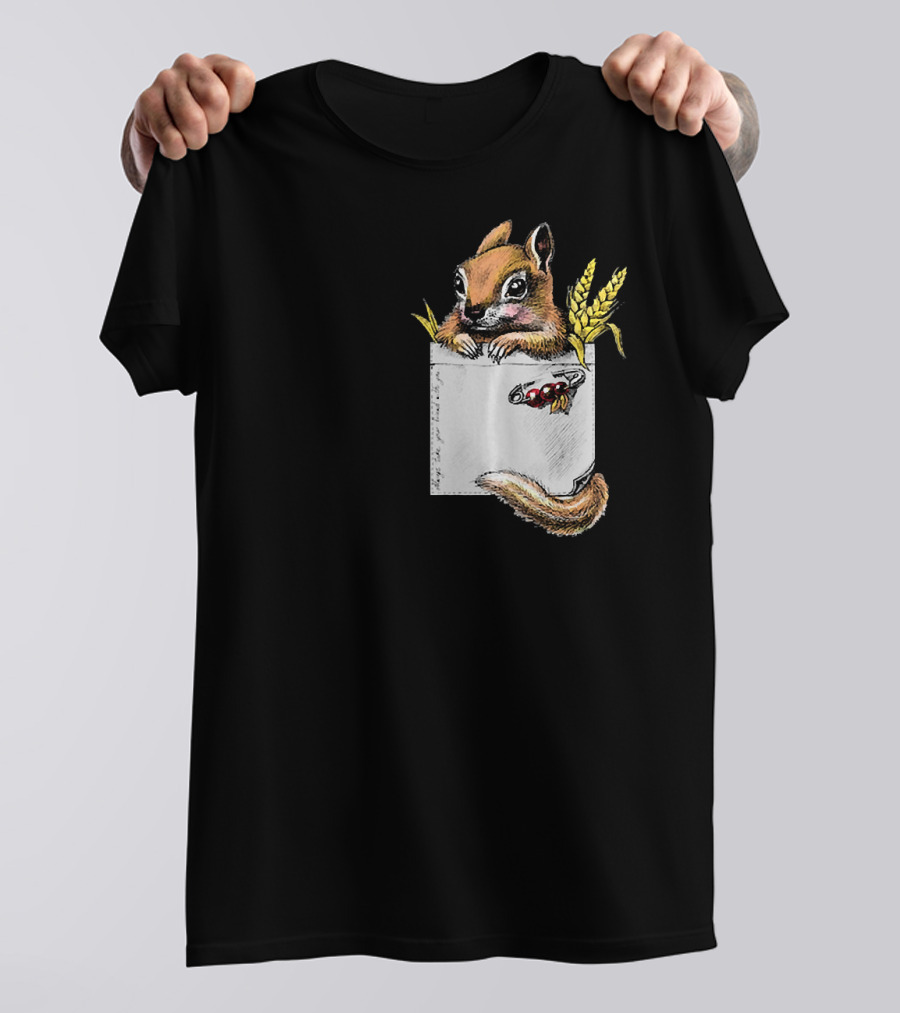 Chipmunk In Pocket Funny Squirrel Lover Wheat And Peanuts T-Shirt