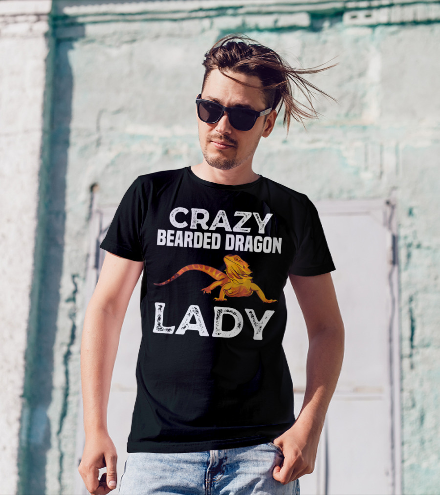 Crazy Bearded Dragon Lady Enthusiast Reptile Lover T-Shirt