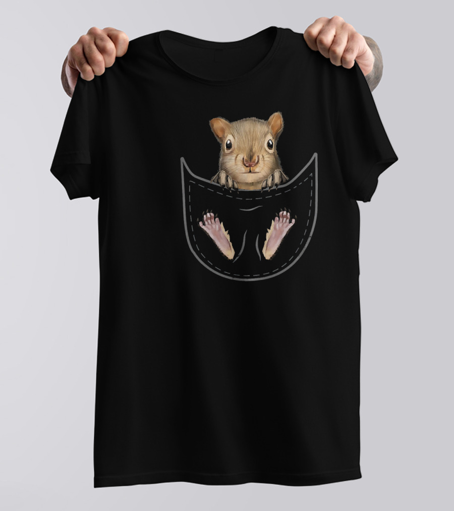 Cute Squirrel Clothes Outfit Pocket Anim Peeking Squirrel T-Shirt