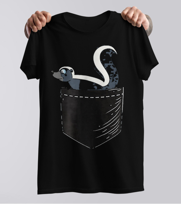 Cute Skunk In A Pocket T-Shirt