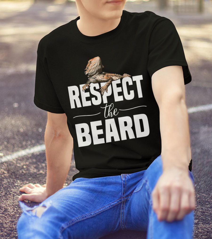Respect The Beard Bearded Dragon Funny Reptile T-Shirt