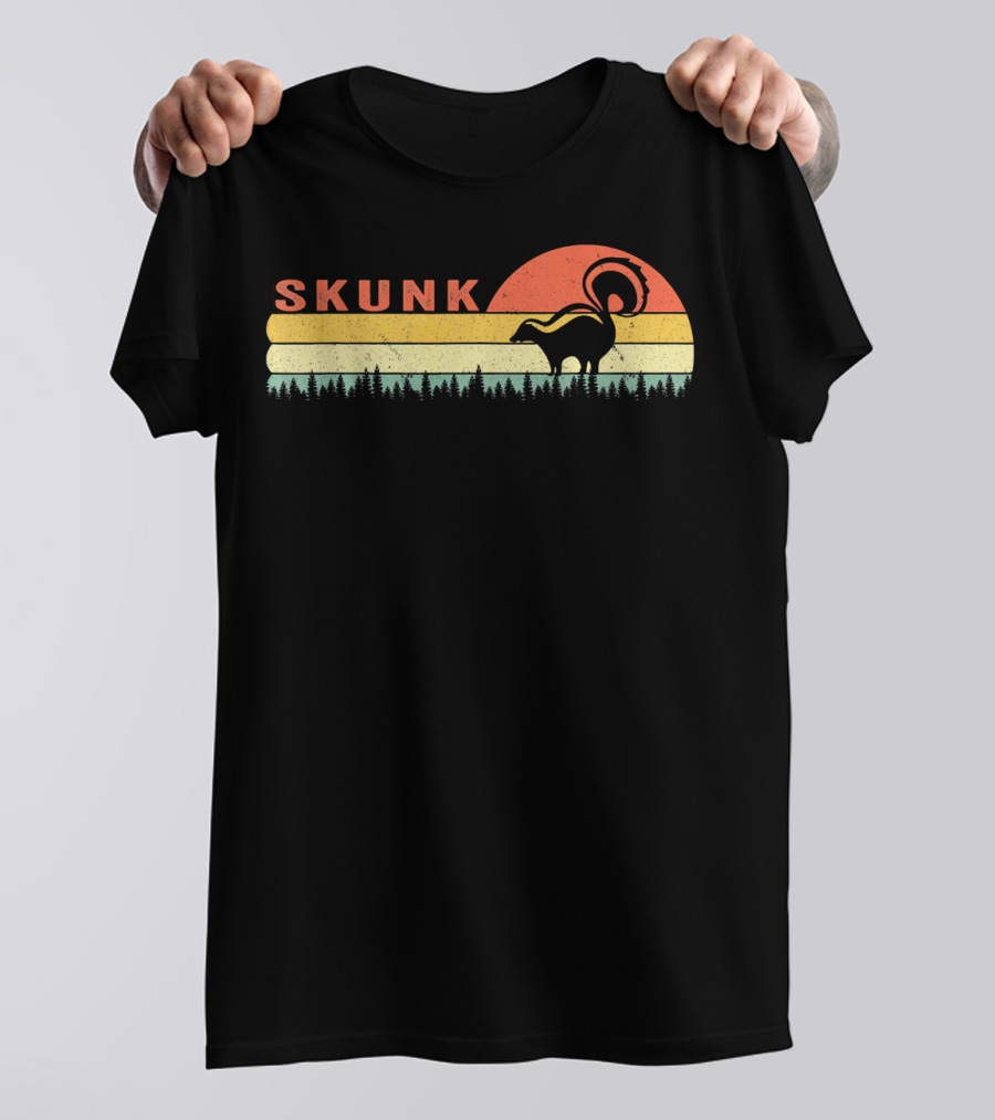 Skunk Retro Sunset Forest T-Shirt