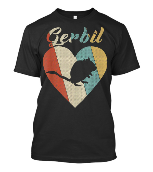 Gerbil Heart Vintage Retro Stripe T-Shirt
