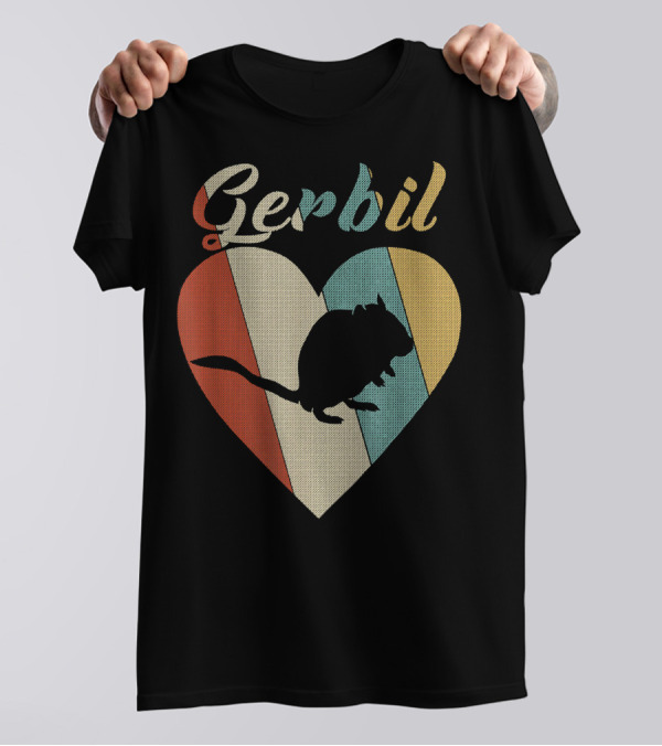 Gerbil Heart Vintage Retro Stripe T-Shirt