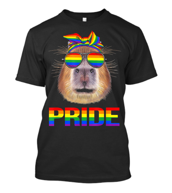 Capybara Pride Rainbow Glasses And Bandana Mom Fun T-Shirt