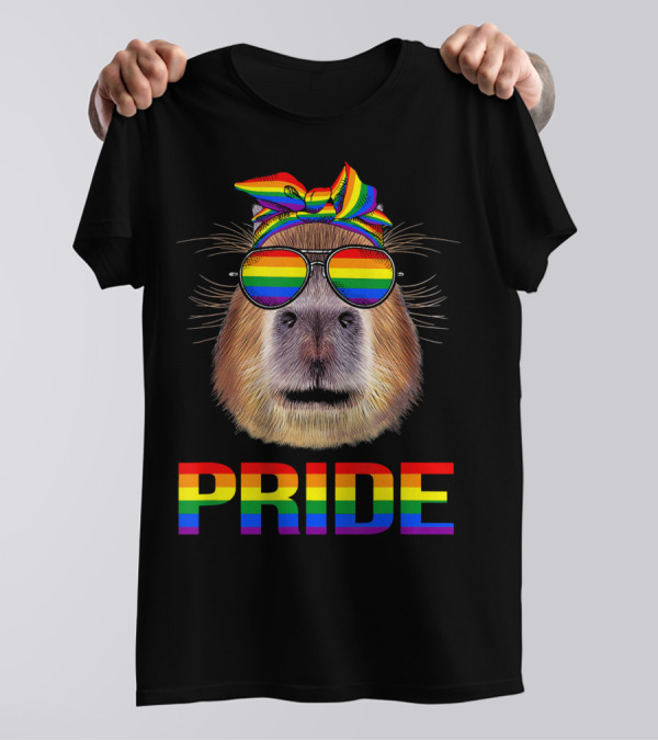 Capybara Pride Rainbow Glasses And Bandana Mom Fun T-Shirt