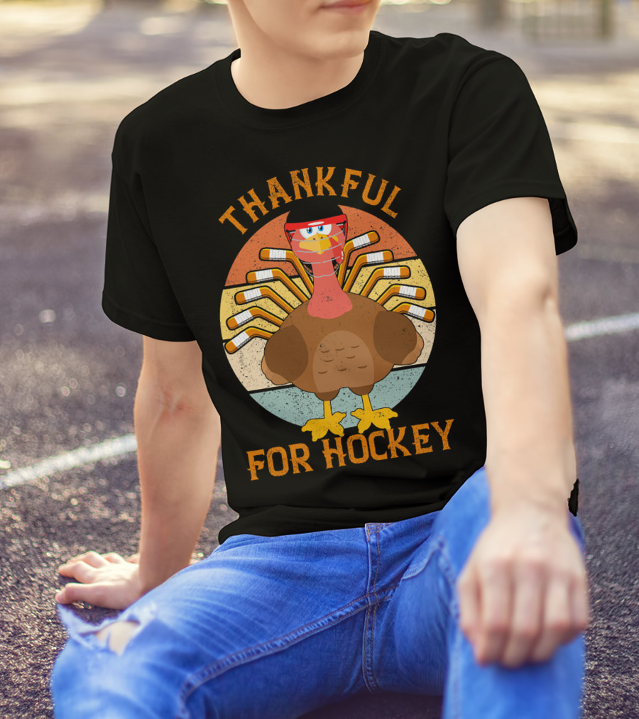 Thankful For Hockey Turkey Game Vintage T-Shirt