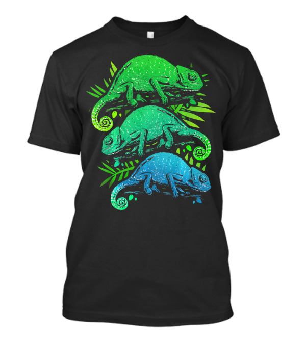 Funny Chameleon Green Purple Blue Trio T-Shirt