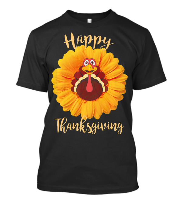 Happy Thanksgiving Turkey Sunflower Costume T-Shirt
