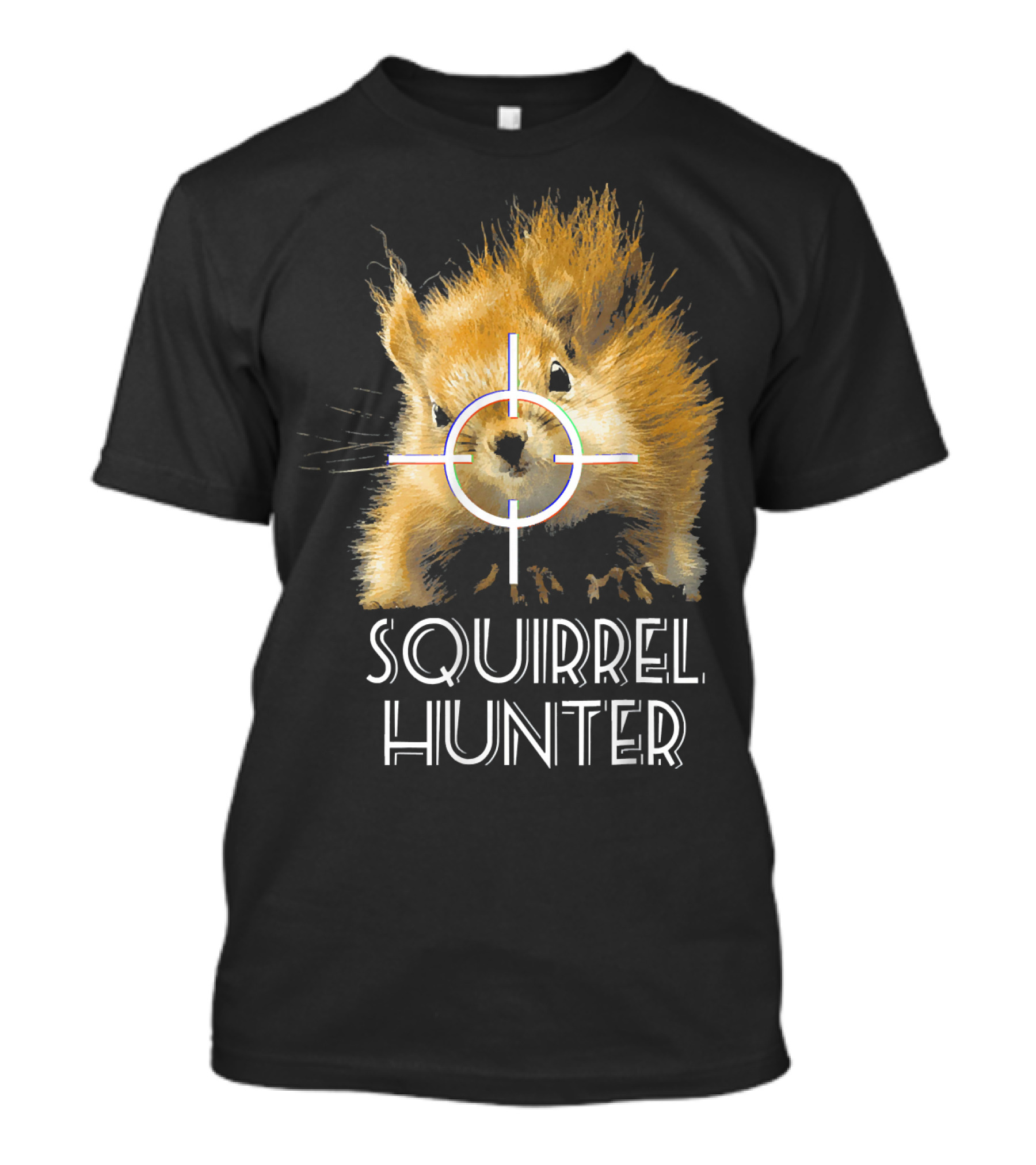 Squirrel Hunter With Crosshair Target And Funny Expression T-Shirt