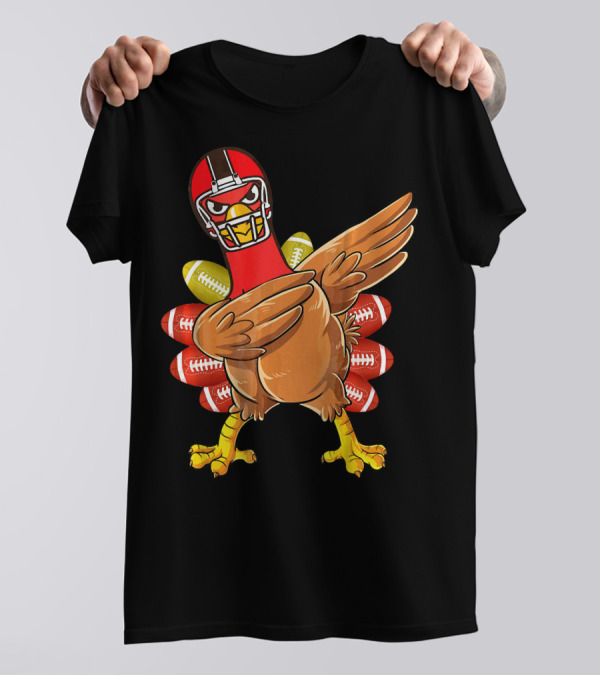 Thanksgiving Turkey Football Helmet Humor T-Shirt