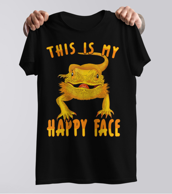 This Is My Happy Face Funny Bearded Dragon Lizard Beardi T-Shirt