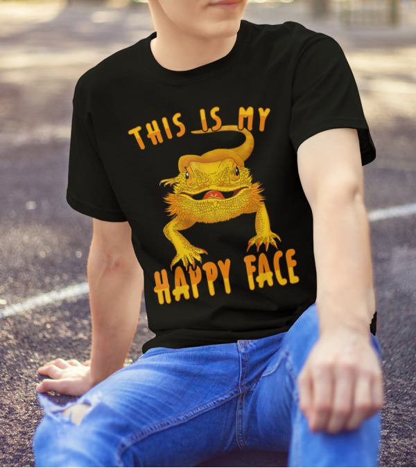 This Is My Happy Face Funny Bearded Dragon Lizard Beardi T-Shirt