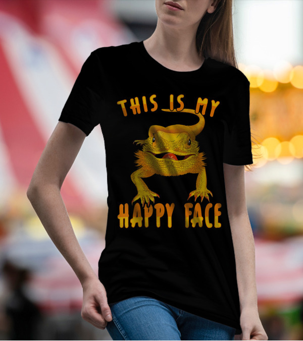 This Is My Happy Face Funny Bearded Dragon Lizard Beardi T-Shirt
