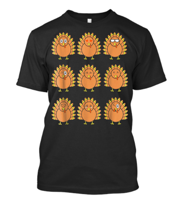 Thanksgiving Turkey Emoji Faces T-Shirt