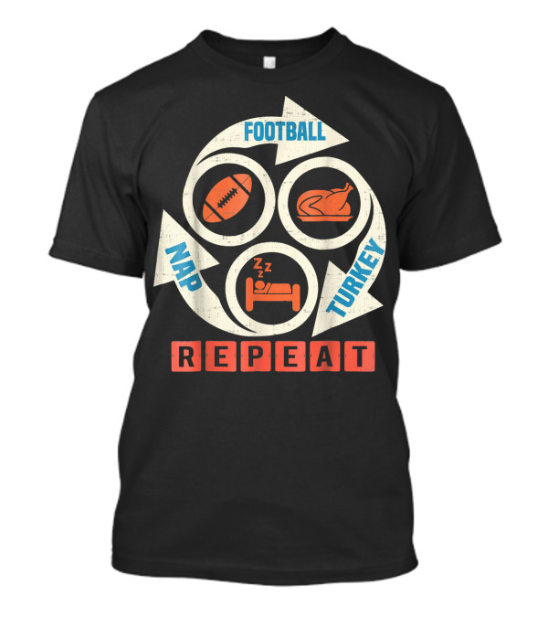 Football Turkey Nap Repeat Cycle Icons T-Shirt