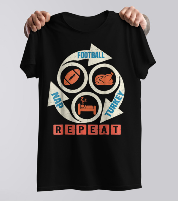 Football Turkey Nap Repeat Cycle Icons T-Shirt