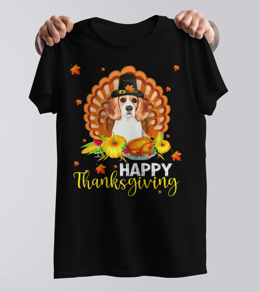 Happy Thanksgiving Beagle Pumpkin Turkey Feast T-Shirt