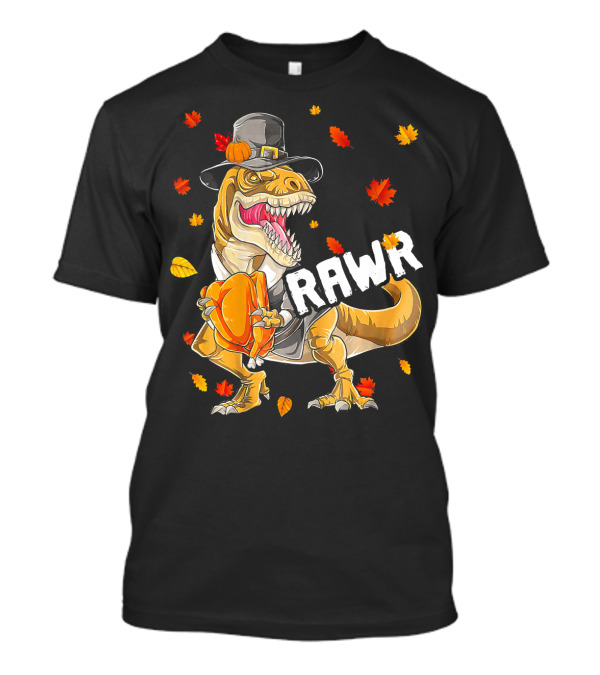 Funny Dinosaur Rex Pilgrim Turkey Rawr T-Shirt