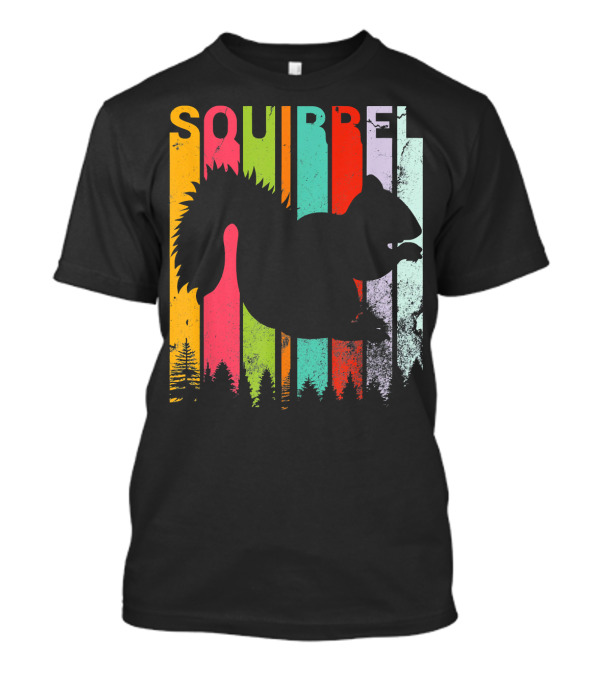 Squirrel Lover Funny Vintage Retro Style Forest Stripes T-Shirt
