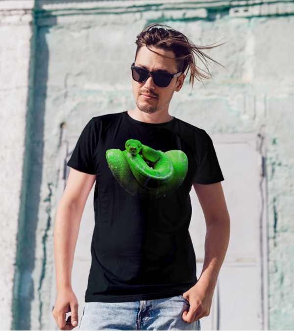 Green Python Coiled Tree Boa Serpent T-Shirt