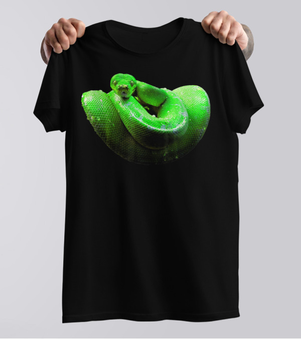 Green Python Coiled Tree Boa Serpent T-Shirt