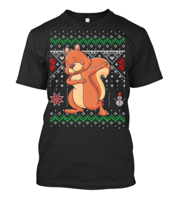 Funny Squirrel Dabbing Christmas Ugly T-Shirt
