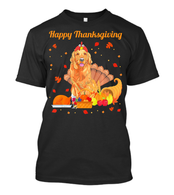 Happy Thanksgiving Golden Retriever Turkey Feast T-Shirt