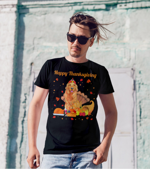 Happy Thanksgiving Golden Retriever Turkey Feast T-Shirt