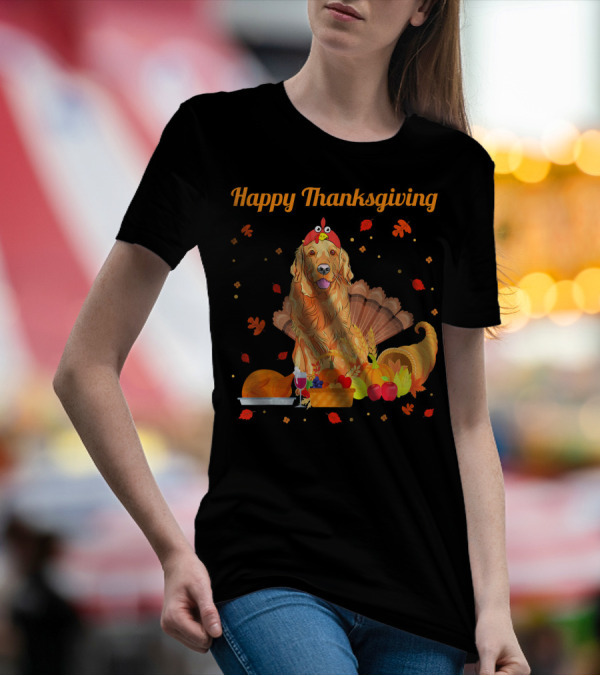 Happy Thanksgiving Golden Retriever Turkey Feast T-Shirt