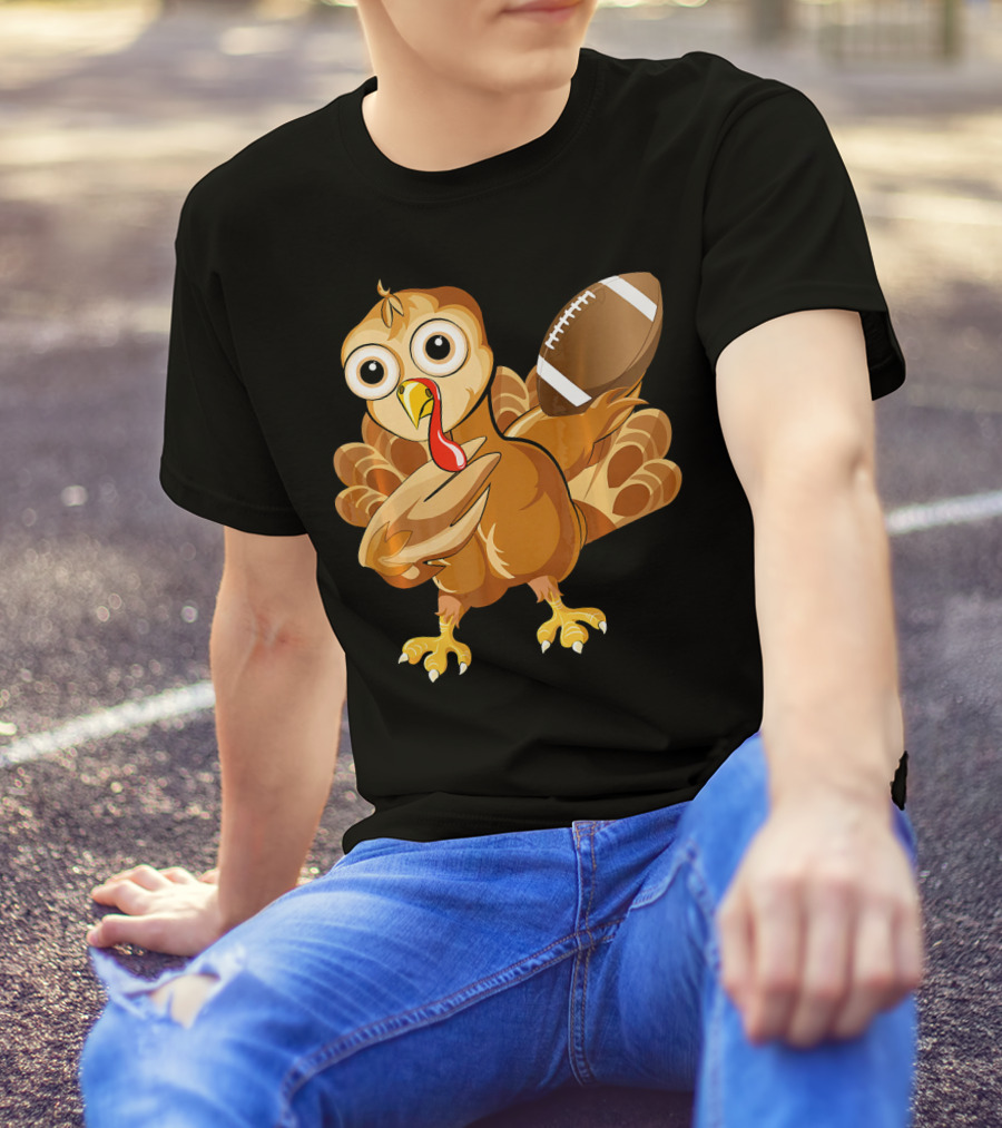 Football Turkey Cartoon With Football T-Shirt