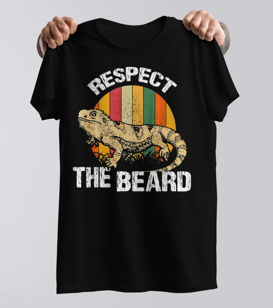 Respect The Beard Funny Bearded Lizard Vintage T-Shirt