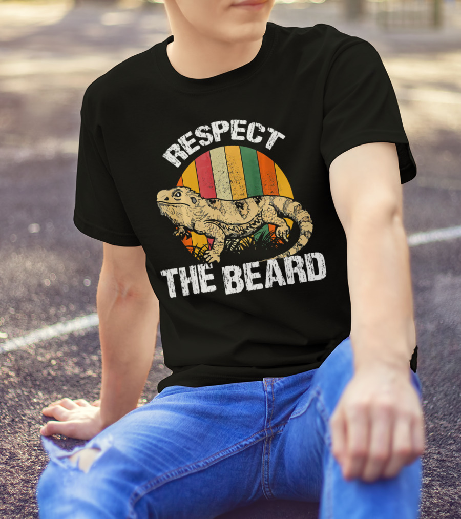 Respect The Beard Funny Bearded Lizard Vintage T-Shirt