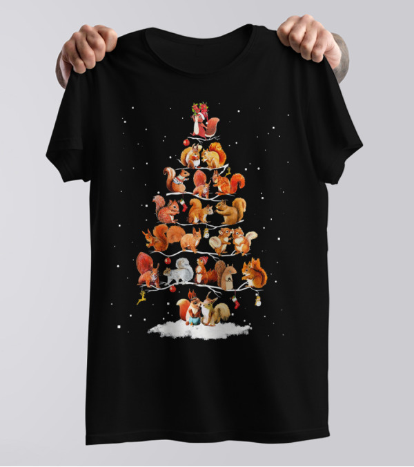 Funny Squirrel Christmas Tree Ornamental Gathering T-Shirt